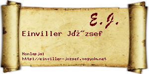 Einviller József névjegykártya